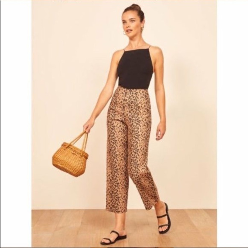 Reformation Black and Tan Cropped Jumpsuit